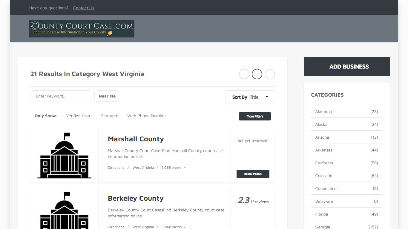 West Virginia - Case Search & Lookup County Court Case Search & Lookup